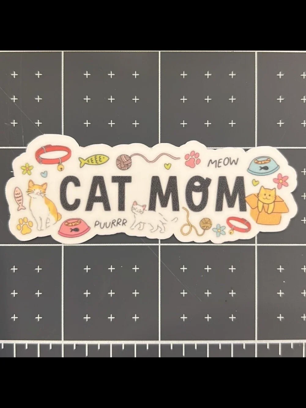 Cat Mom Sticker — White with Pastel Accents